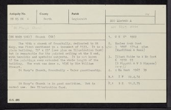Grandtully, St Mary's Church, NN85SE 6, Ordnance Survey index card, Recto