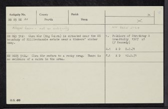 Carn Mor, NN85SE 32, Ordnance Survey index card, Recto