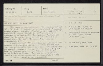 Sithean Na Cluana, NN86SE 2, Ordnance Survey index card, page number 1, Recto