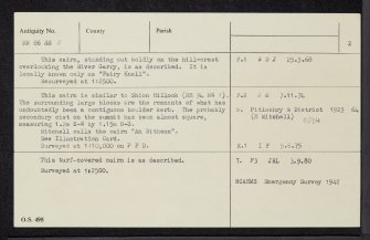 Sithean Na Cluana, NN86SE 2, Ordnance Survey index card, page number 2, Verso