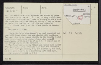 Black Castle Of Strathgarry, NN86SE 8, Ordnance Survey index card, page number 2, Verso