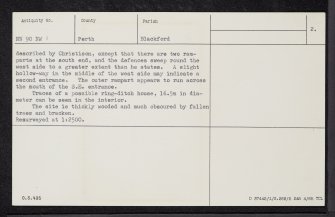 Loaninghead, NN90NW 1, Ordnance Survey index card, page number 2, Verso