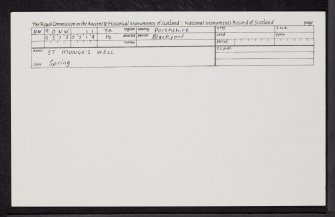 St Mungo's Well, NN90NW 11, Ordnance Survey index card, Recto