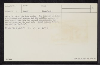 Ogilvie Castle, NN90NW 13, Ordnance Survey index card, page number 2, Verso