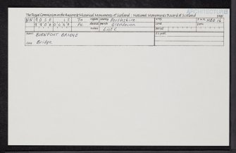 Glendevon, Burnfoot Bridge, NN90SE 12, Ordnance Survey index card, Recto