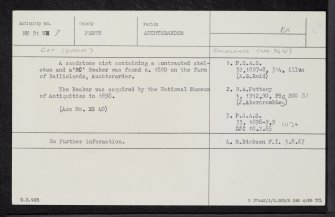 Bailielands, NN91NE 7, Ordnance Survey index card, Recto