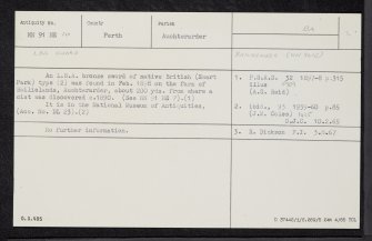 Bailielands, NN91NE 10, Ordnance Survey index card, Recto