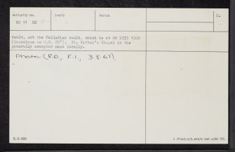 Aberuthven, St Kattan's Chapel, NN91NE 11, Ordnance Survey index card, page number 2, Recto