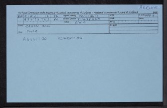 Gascon Hall, NN91NE 14, Ordnance Survey index card, Recto