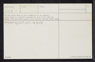 Old House Of Gask, NN91NE 17, Ordnance Survey index card, page number 2, Verso