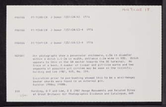 Belhie, NN91NE 18, Ordnance Survey index card, Recto