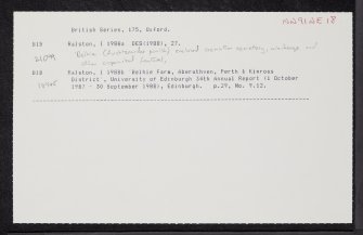 Belhie, NN91NE 18, Ordnance Survey index card, Recto