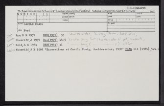 Castle Craig, NN91SE 11, Ordnance Survey index card, Recto