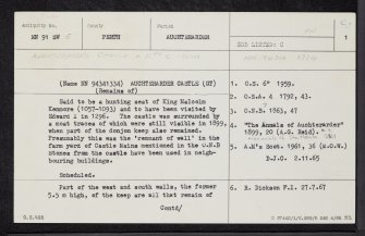 Auchterarder Castle, NN91SW 5, Ordnance Survey index card, page number 1, Recto