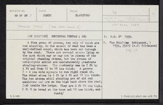 Easthill, NN91SW 7, Ordnance Survey index card, Recto