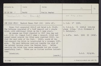Fendoch, NN92NW 2, Ordnance Survey index card, page number 1, Recto