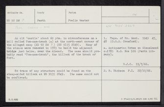 Dallick, NN92NW 7, Ordnance Survey index card, Recto