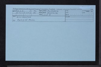 Williamston House, NN92SE 3, Ordnance Survey index card, Recto