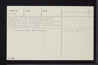 Trochry Castle, NN94SE 1, Ordnance Survey index card, page number 2, Recto