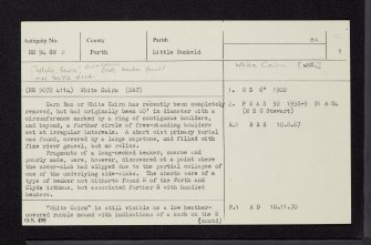 White Cairn, Glen Cochill, NN94SW 2, Ordnance Survey index card, page number 1, Recto