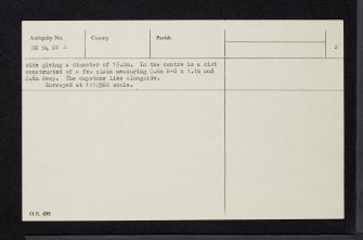 White Cairn, Glen Cochill, NN94SW 2, Ordnance Survey index card, page number 2, Verso