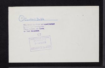 Caisteal Dubh, NN95NW 1, Ordnance Survey index card, Verso