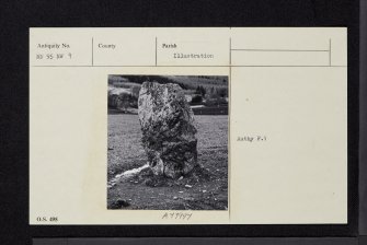 Dane's Stone, NN95NW 9, Ordnance Survey index card, Recto