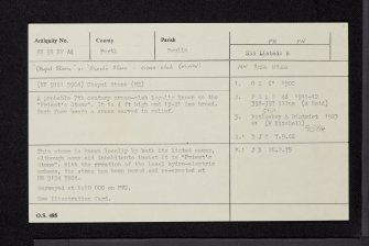 Chapel Stone, NN95NW 12, Ordnance Survey index card, Recto
