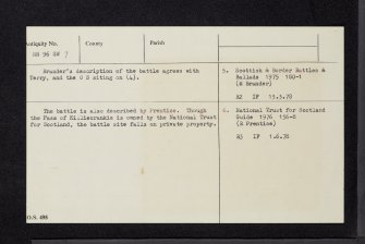 Battle Of Killiecrankie, NN96SW 7, Ordnance Survey index card, Verso
