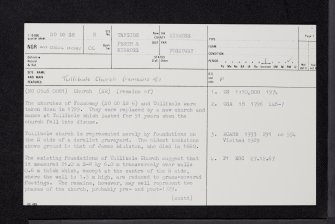 Tullibole, Church And Burial-Ground, NO00SE 8, Ordnance Survey index card, page number 1, Recto