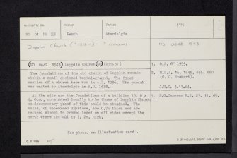 Dupplin, Old Parish Church And Graveyard, NO01NE 23, Ordnance Survey index card, Recto