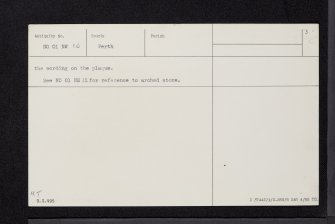 Forteviot, NO01NW 16, Ordnance Survey index card, page number 3, Recto