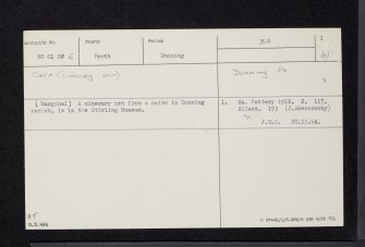 Dunning Parish, NO01SW 6, Ordnance Survey index card, page number 1, Recto