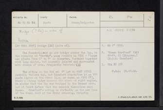 Bertha, Roman Bridge, NO02NE 22, Ordnance Survey index card, page number 1, Recto