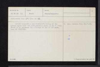 Bertha, Roman Bridge, NO02NE 22, Ordnance Survey index card, page number 2, Verso