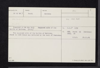 Methven, NO02NW 7, Ordnance Survey index card, page number 1, Recto