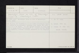 Aberdalgie House, NO02SE 21, Ordnance Survey index card, Recto