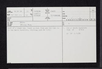 Peel, NO02SE 33, Ordnance Survey index card, page number 1, Recto