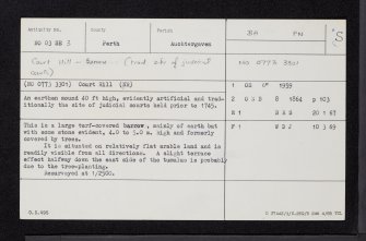 Loak Court Hill, NO03SE 3, Ordnance Survey index card, Recto