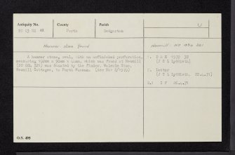 Newmill, NO03SE 12, Ordnance Survey index card, Recto