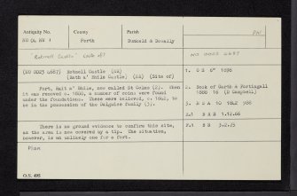 Rotmell Castle, NO04NW 1, Ordnance Survey index card, Recto