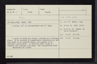 Mains Of Fordie, NO04SE 5, Ordnance Survey index card, Recto