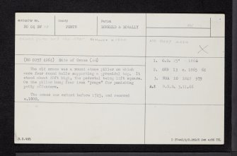 Dunkeld, Mercat Cross, NO04SW 10, Ordnance Survey index card, Recto