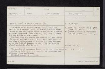 Rohallion Castle, NO04SW 22, Ordnance Survey index card, Recto