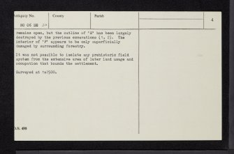 Tulloch Field, Enochdhu, NO06SE 20, Ordnance Survey index card, page number 4, Verso