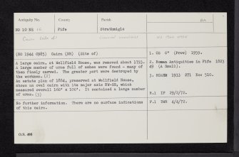 Wellfield House, NO10NE 15, Ordnance Survey index card, Recto