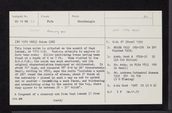 West Lomond Hill, NO10NE 30, Ordnance Survey index card, Recto