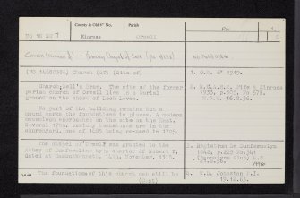 Orwell, Old Parish Church And Churchyard, NO10SW 7, Ordnance Survey index card, page number 1, Recto