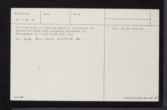 Moncrieffe House, Boar Stone Of Gask, NO11NW 10, Ordnance Survey index card, page number 2, Verso