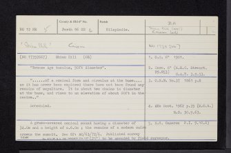 Shien Hill, NO12NE 5, Ordnance Survey index card, Recto